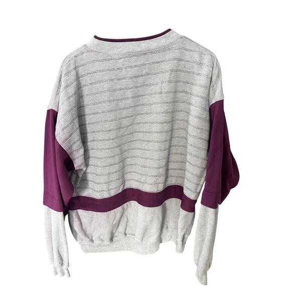 Vintage Green Line Men’s Striped Crewneck Sweatshirt | Gray & Burgundy | Size L - Picture 2 of 6